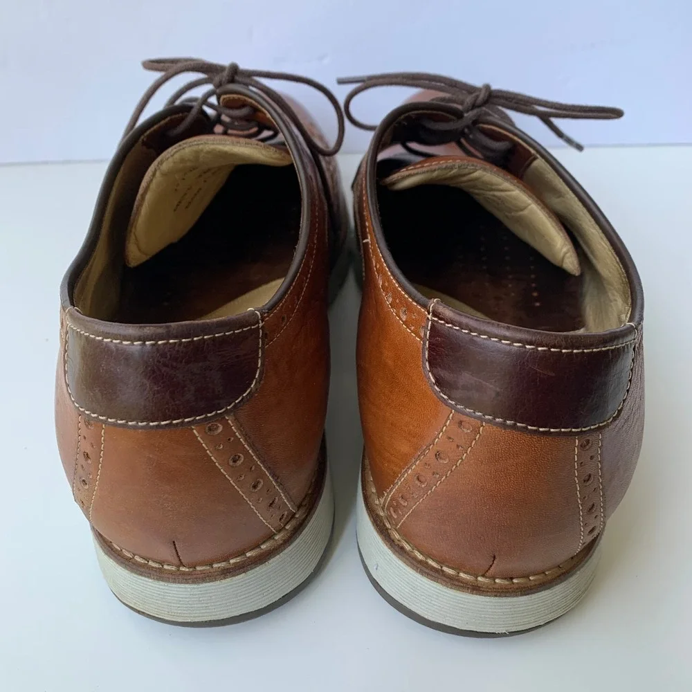 J&M Wingtip Oxford Dress Shoes Leather Comfort Brown Size 13M Johnston & Murphay